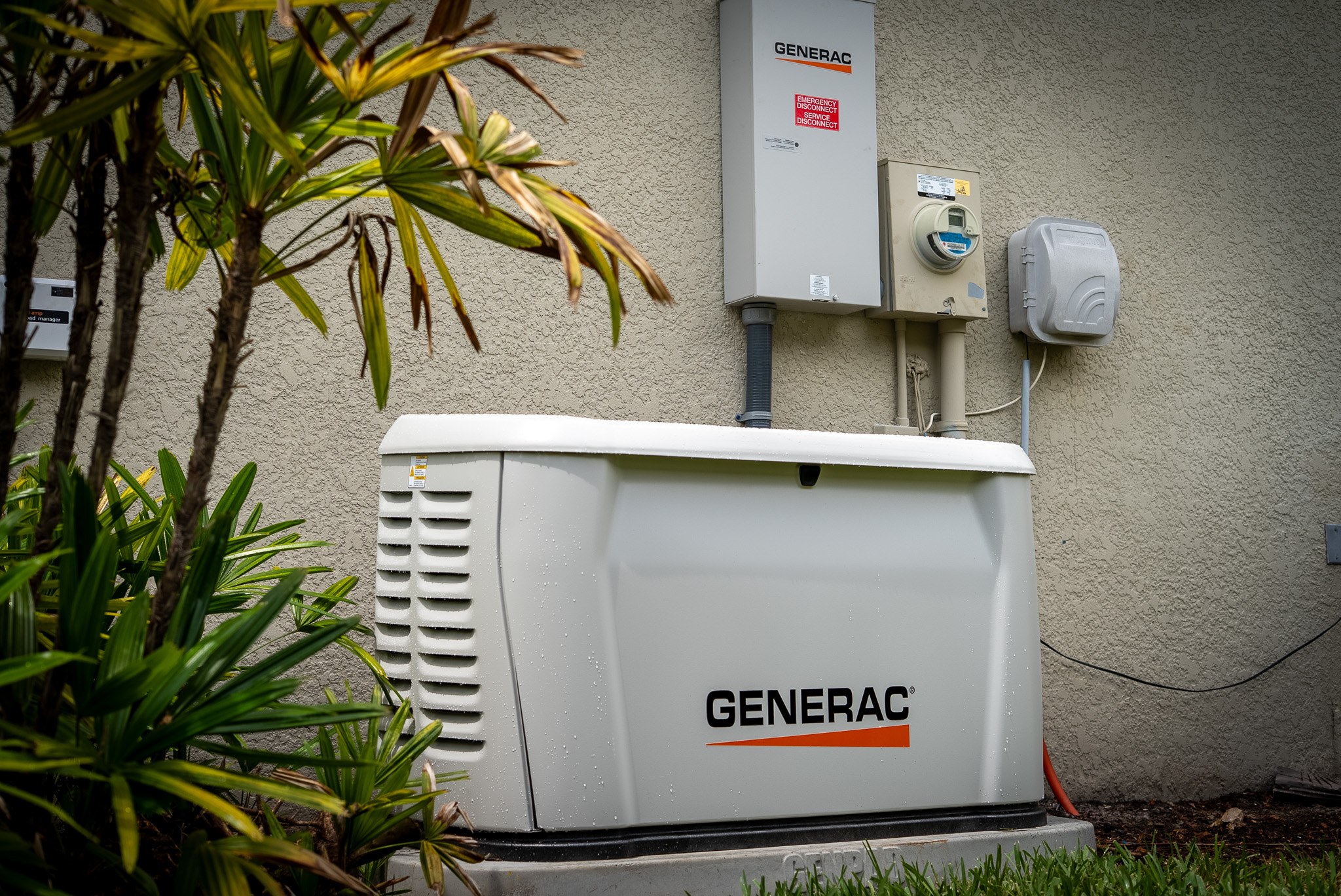 Professionally installed Generac home standby generator providing automatic backup power protection for a Florida home.